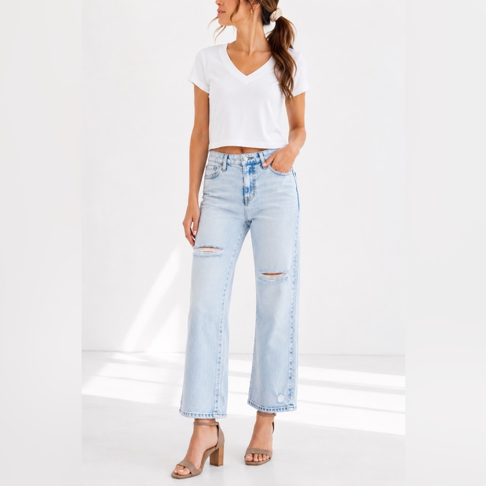 Aeropostale Light Blue Cropped Wide-Leg Jeans